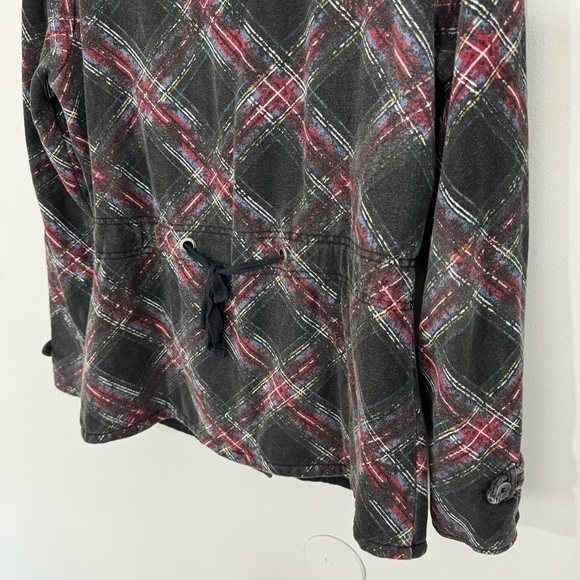 Vintage 2000s Y2k Roxy Zip Up Sweatshirt Jacket Womens L Black Plaid Cozy GUC - Picture 8 of 13
